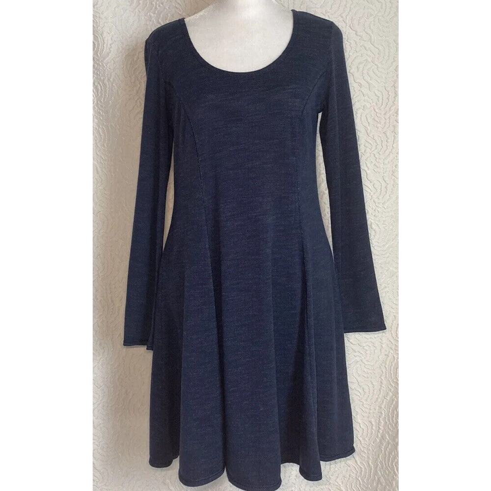 Max Studio Women Blue Long Sleeve Casual Dress Size Xsmall
